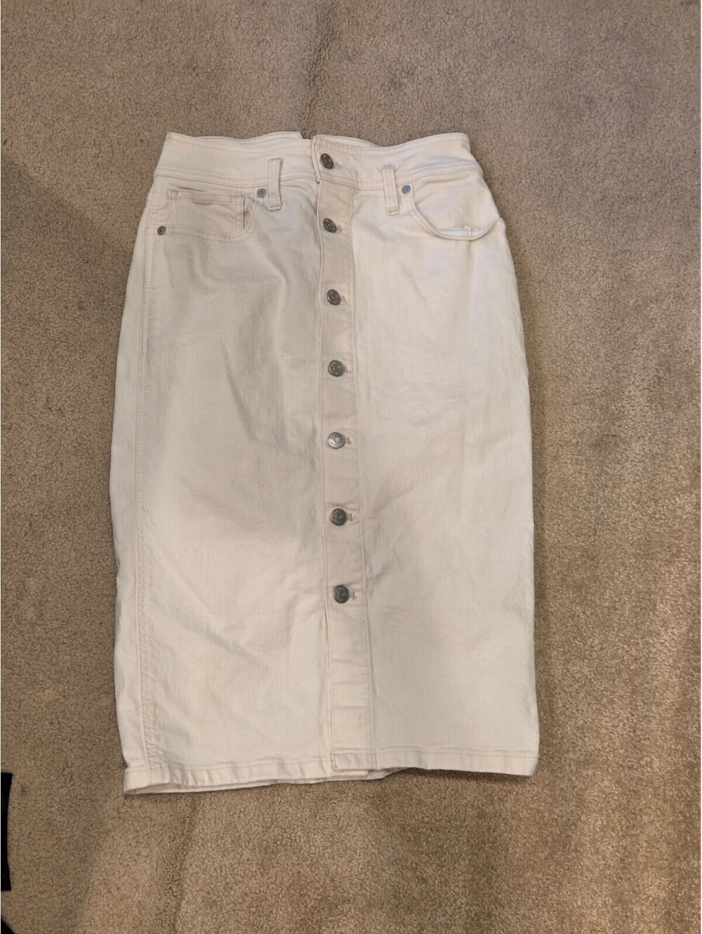 Madewell Women's White Button-Front Denim Midi Skirt Size 26